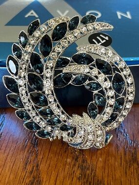 Avon Silver Tone 120th  Anniversary Jeweled Pin/Brooch